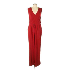 Gold Ray Jumpsuit Women's Size MP Red Polyester Sleeveless Stretchy V-Neck